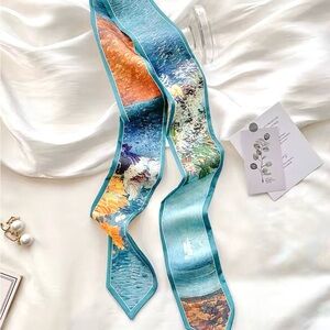 Elegant Multicolor Silk Skinny Scarf